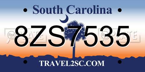 8ZS7535 South Carolina License Plate