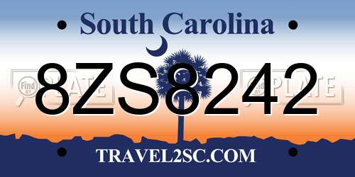 8ZS8242 South Carolina License Plate