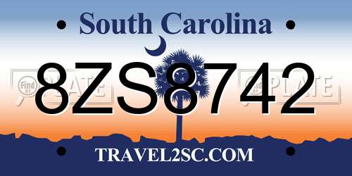 8ZS8742 South Carolina License Plate