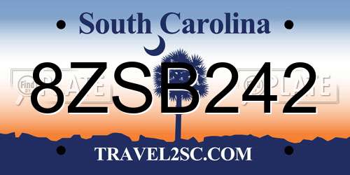 8ZSB242 South Carolina License Plate
