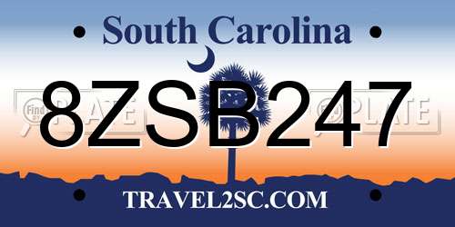 8ZSB247 South Carolina License Plate