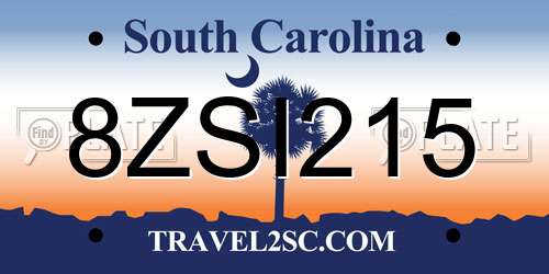8ZSI215 South Carolina License Plate