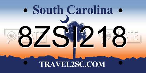 8ZSI218 South Carolina License Plate