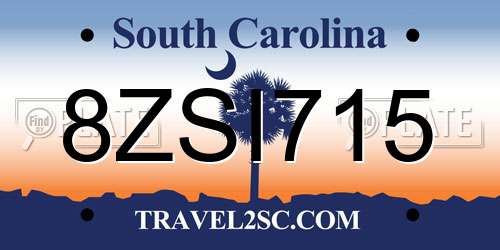 8ZSI715 South Carolina License Plate