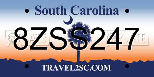 8ZSS247 South Carolina License Plate