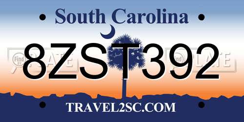 8ZST392 South Carolina License Plate