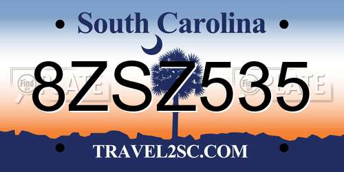 8ZSZ535 South Carolina License Plate