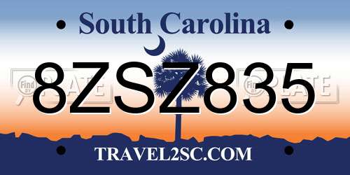 8ZSZ835 South Carolina License Plate