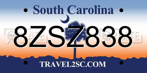 8ZSZ838 South Carolina License Plate