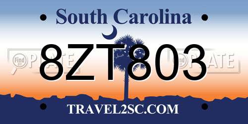8ZT803 South Carolina License Plate