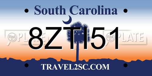 8ZTI51 South Carolina License Plate
