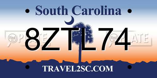 8ZTL74 South Carolina License Plate