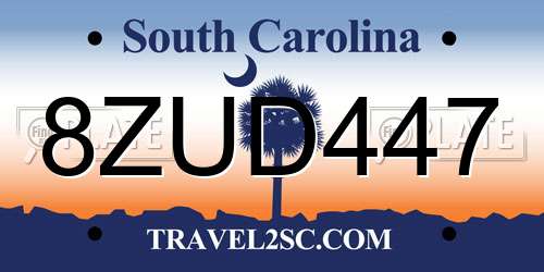 8ZUD447 South Carolina License Plate