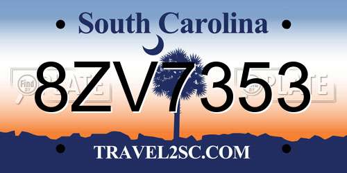 8ZV7353 South Carolina License Plate