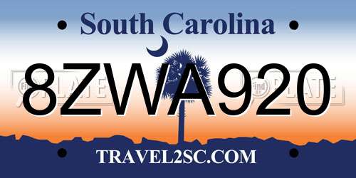 8ZWA920 South Carolina License Plate