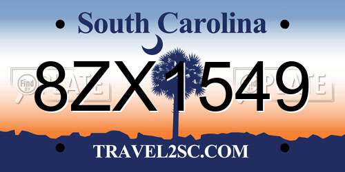 8ZX1549 South Carolina License Plate
