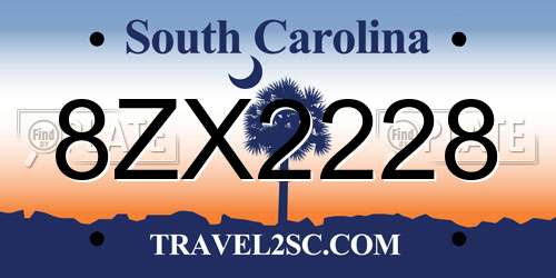 8ZX2228 South Carolina License Plate