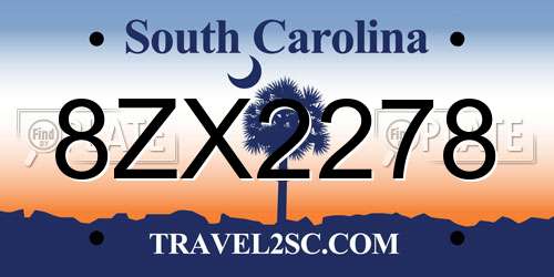 8ZX2278 South Carolina License Plate