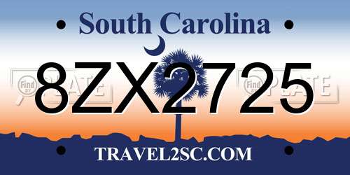 8ZX2725 South Carolina License Plate