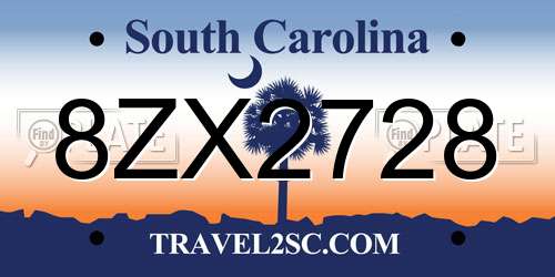 8ZX2728 South Carolina License Plate