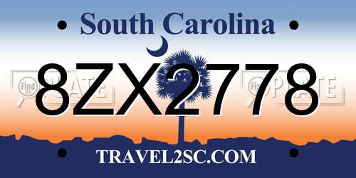 8ZX2778 South Carolina License Plate