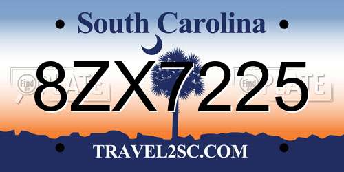 8ZX7225 South Carolina License Plate