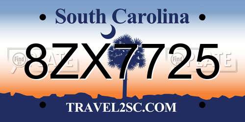 8ZX7725 South Carolina License Plate
