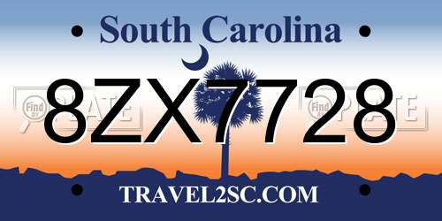 8ZX7728 South Carolina License Plate