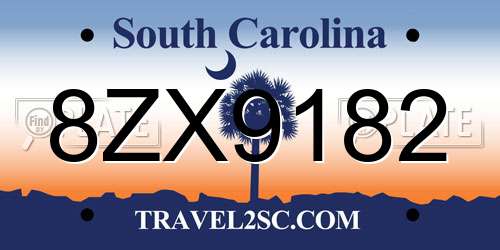 8ZX9182 South Carolina License Plate