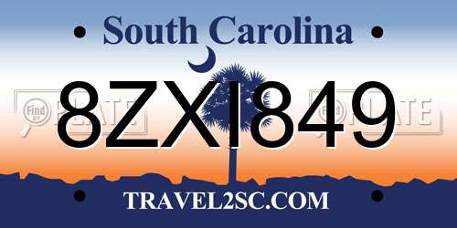 8ZXI849 South Carolina License Plate