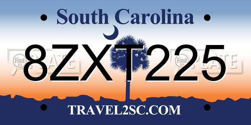 8ZXT225 South Carolina License Plate