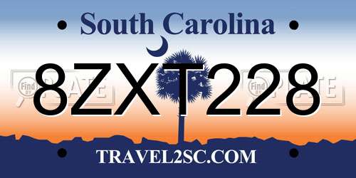 8ZXT228 South Carolina License Plate