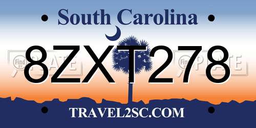 8ZXT278 South Carolina License Plate