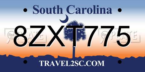 8ZXT775 South Carolina License Plate