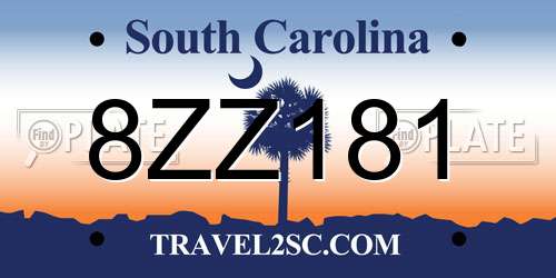 8ZZ181 South Carolina License Plate