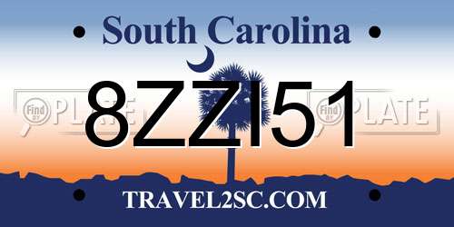 8ZZI51 South Carolina License Plate