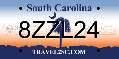 8ZZL24 South Carolina License Plate