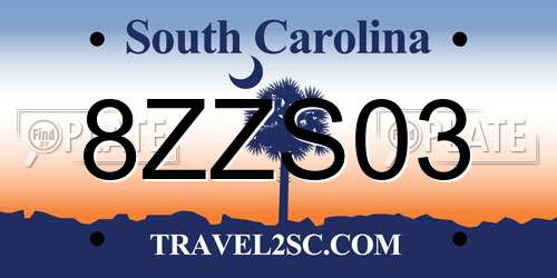 8ZZS03 South Carolina License Plate