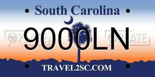 9000LN South Carolina License Plate