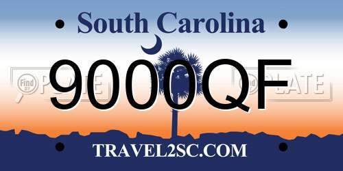 9000QF South Carolina License Plate