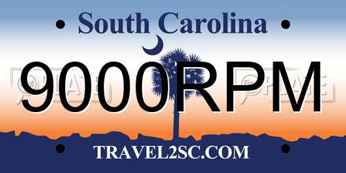 9000RPM South Carolina License Plate