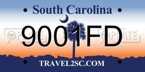 9001FD South Carolina License Plate