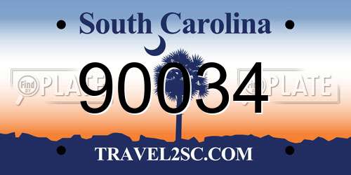 90034 South Carolina License Plate