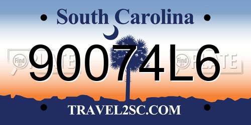 90074L6 South Carolina License Plate