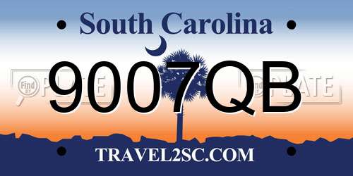 9007QB South Carolina License Plate