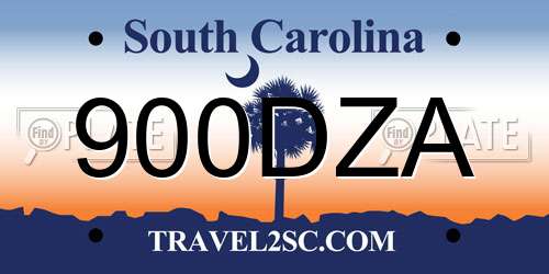 900DZA South Carolina License Plate