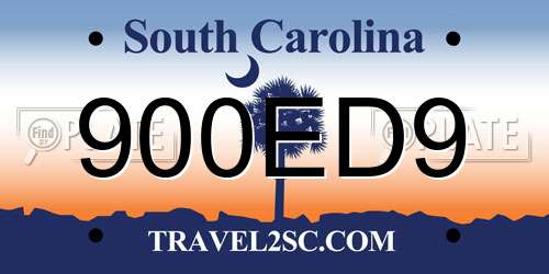 900ED9 South Carolina License Plate