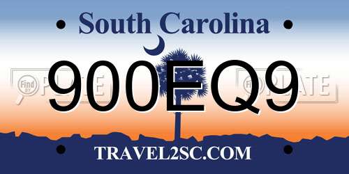 900EQ9 South Carolina License Plate