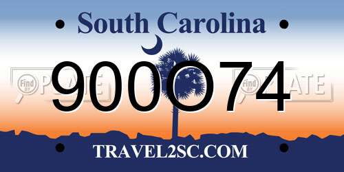 900O74 South Carolina License Plate