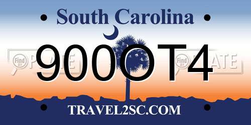 900OT4 South Carolina License Plate